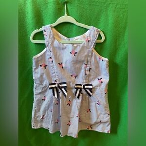 Sweat Heart Rose Girls Dress Blue Striped Floral Bows Size 4